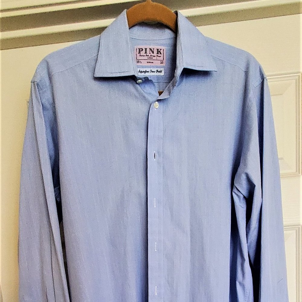 Thomas Pink (London) Men's Blue Dress Shirt-French Cuff (15.5 33)  Like NEW